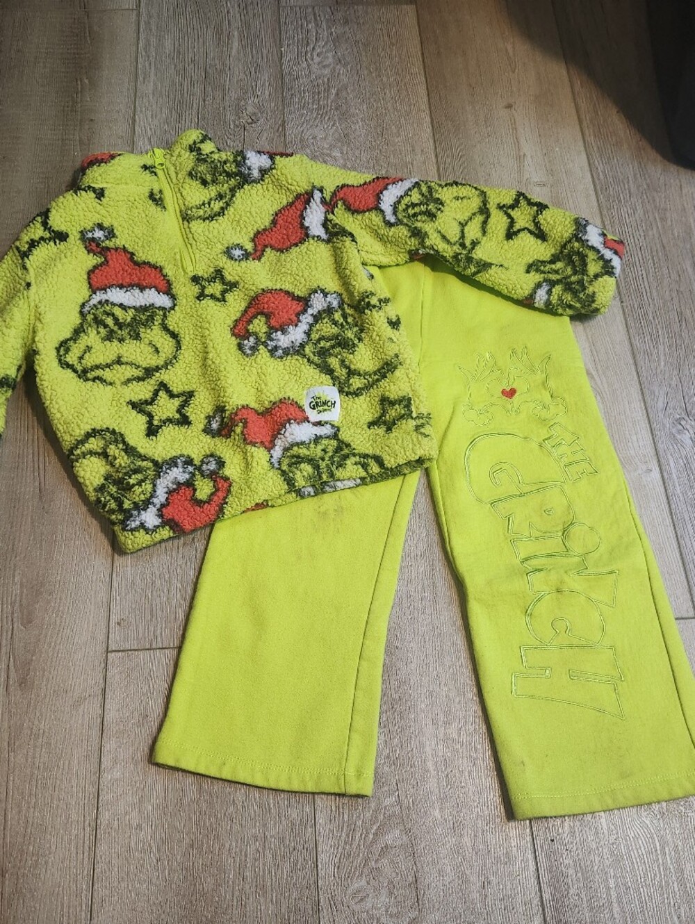 The Grinch Lime Fleece Kids Matching Set - The Grinch Brand